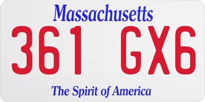 MA license plate 361GX6