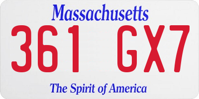 MA license plate 361GX7