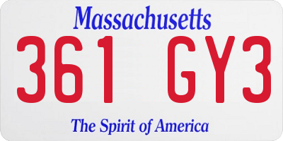 MA license plate 361GY3