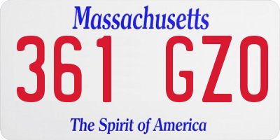 MA license plate 361GZ0