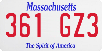MA license plate 361GZ3