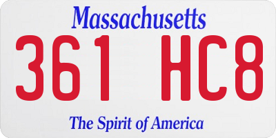 MA license plate 361HC8