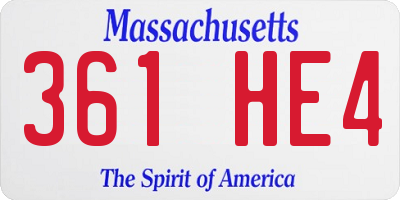 MA license plate 361HE4