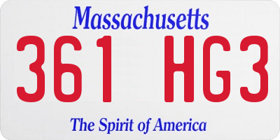 MA license plate 361HG3