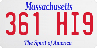 MA license plate 361HI9