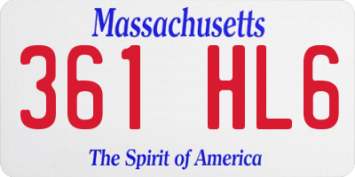 MA license plate 361HL6