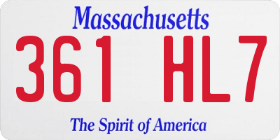 MA license plate 361HL7