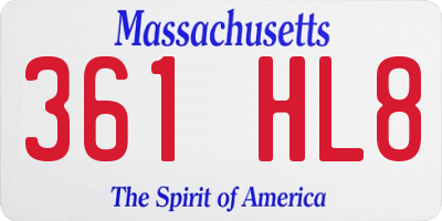MA license plate 361HL8