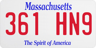 MA license plate 361HN9