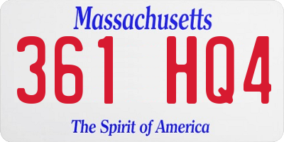 MA license plate 361HQ4