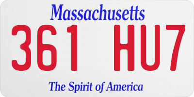 MA license plate 361HU7