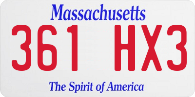 MA license plate 361HX3
