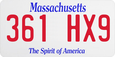 MA license plate 361HX9