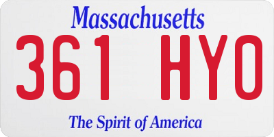 MA license plate 361HY0