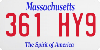 MA license plate 361HY9