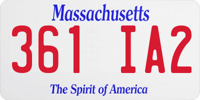 MA license plate 361IA2