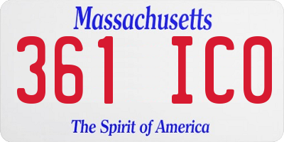 MA license plate 361IC0