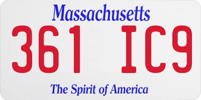MA license plate 361IC9