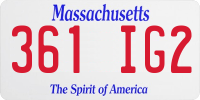 MA license plate 361IG2