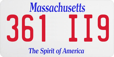MA license plate 361II9