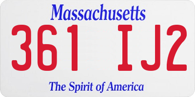 MA license plate 361IJ2