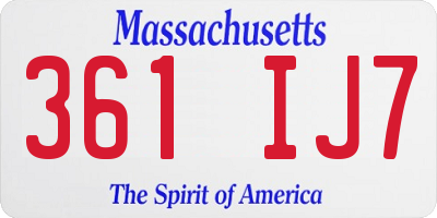 MA license plate 361IJ7