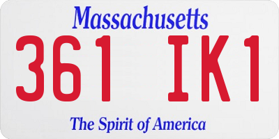 MA license plate 361IK1
