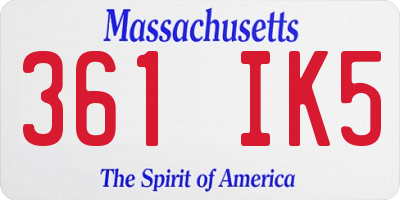MA license plate 361IK5