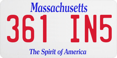 MA license plate 361IN5