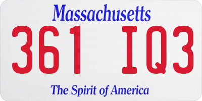 MA license plate 361IQ3