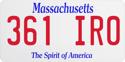 MA license plate 361IR0