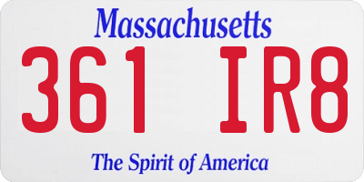 MA license plate 361IR8