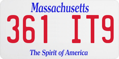 MA license plate 361IT9