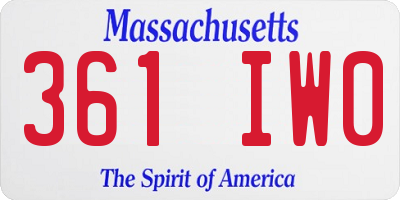 MA license plate 361IW0