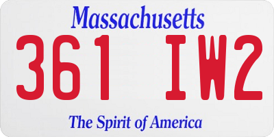 MA license plate 361IW2