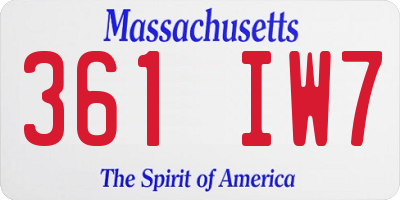 MA license plate 361IW7