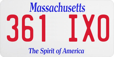 MA license plate 361IX0