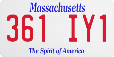 MA license plate 361IY1