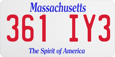 MA license plate 361IY3