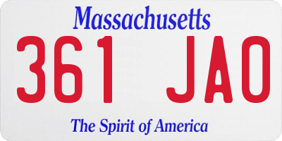 MA license plate 361JA0
