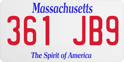 MA license plate 361JB9
