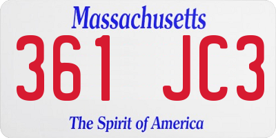MA license plate 361JC3