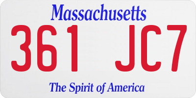 MA license plate 361JC7
