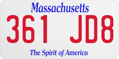 MA license plate 361JD8