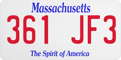 MA license plate 361JF3