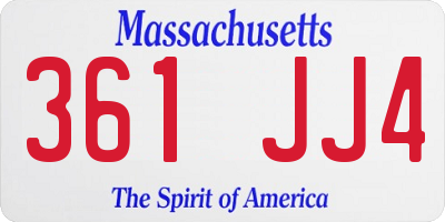 MA license plate 361JJ4