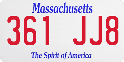 MA license plate 361JJ8