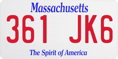 MA license plate 361JK6