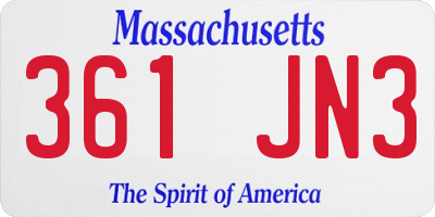 MA license plate 361JN3