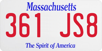 MA license plate 361JS8